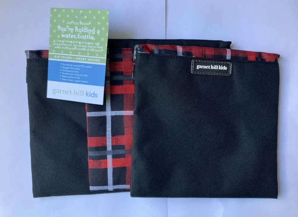 2 Garnett Hill Kids Boys Girls Unisex Sandwich or Snack Bags NEW Plaid Gift